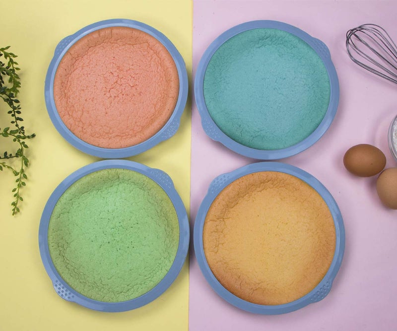 Webake Layer Cake Pans, 7 Inch Round Cake Pan Set, Silicone Cake Mold Versatile for Rainbow Cake Vegetable Pancake Taco Shell Pizza Crust Omelet Frittata and Resin Craft (Set of 4) - Image 2